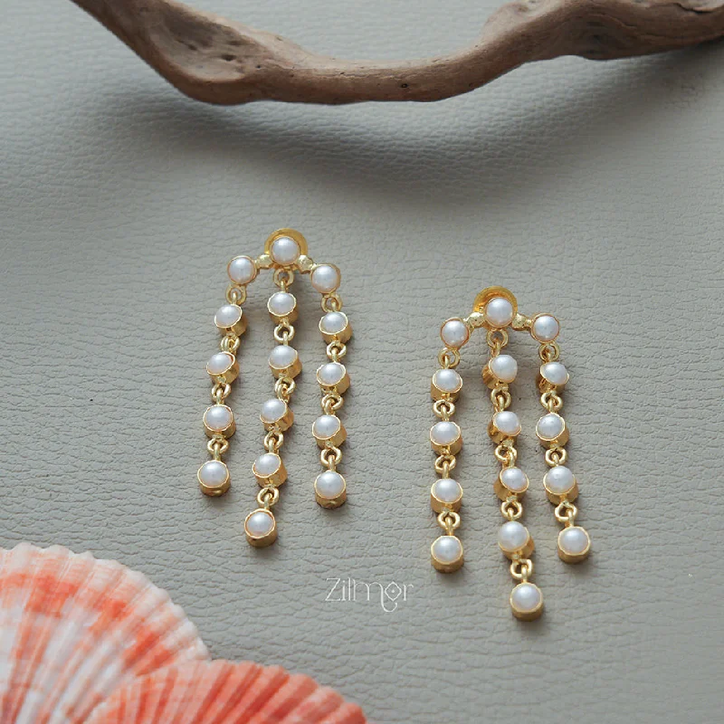 Women’s personalized earrings-AS1011335-  Three layer Fresh water Pearl Hanging Earrings