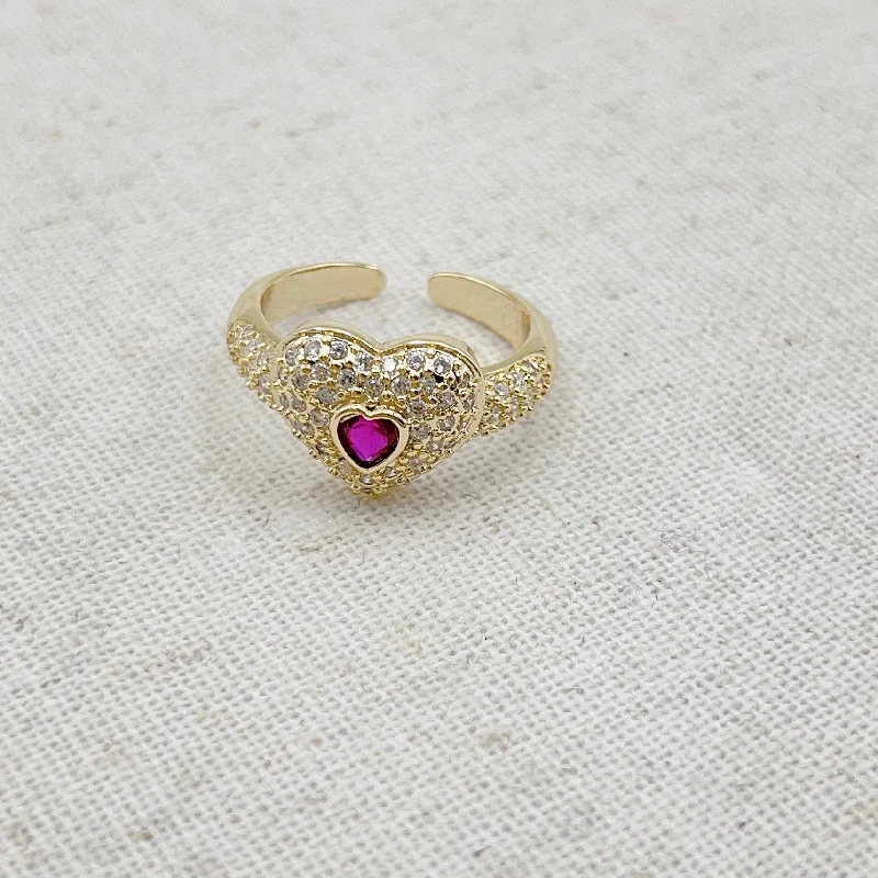 Women’s twisted rings-Pink crystal heart ring P10