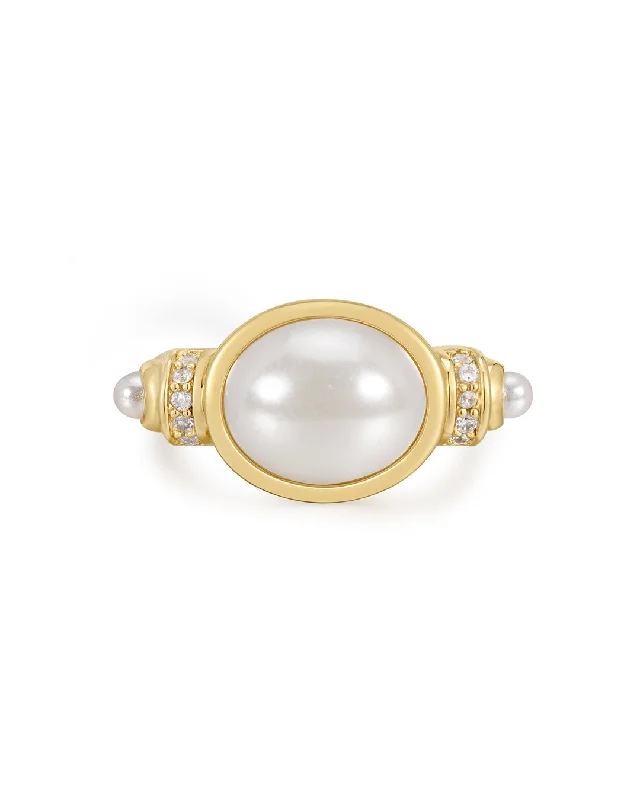 Women’s adjustable rings-The Pearl Statement Ring