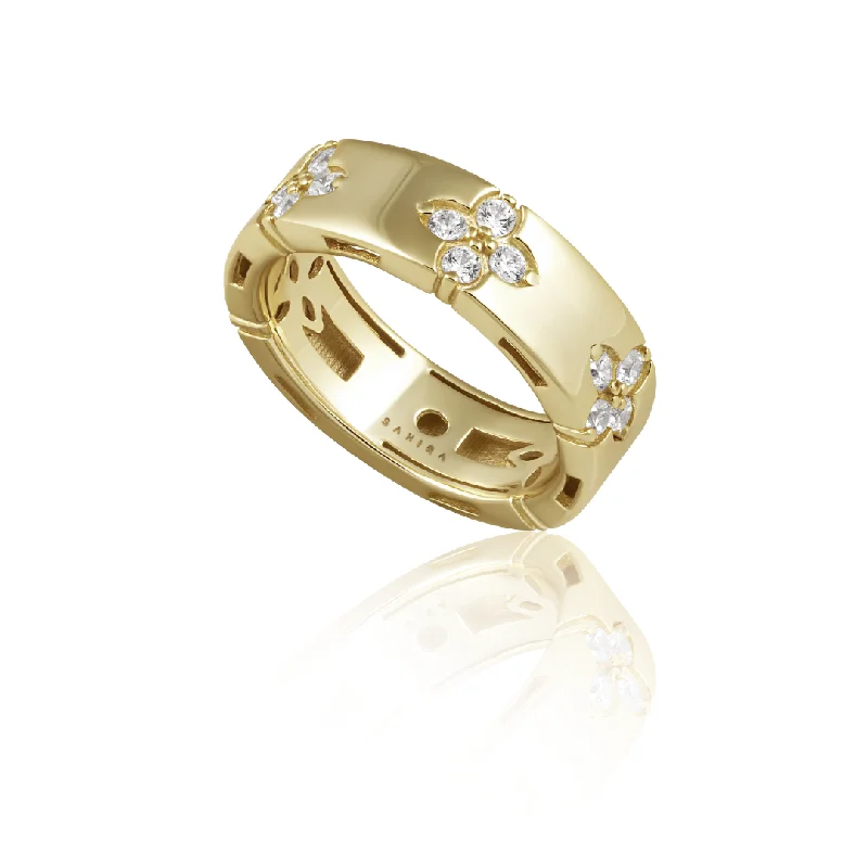 Women’s oval cut rings-Fallon Clover Band Ring