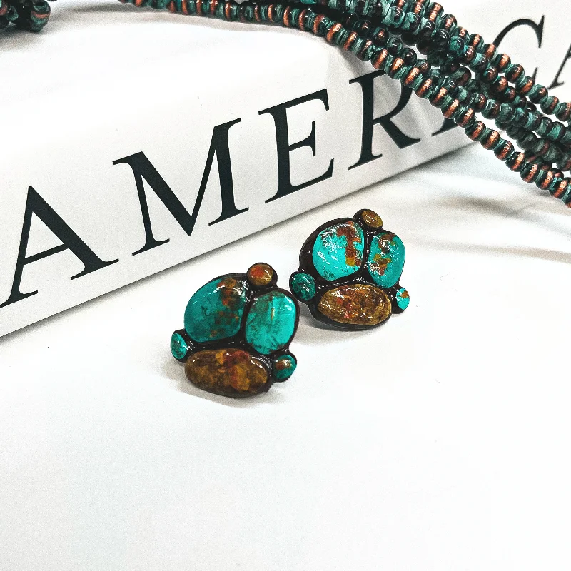 Women’s polished gold earrings-Wanderlust Clay Post Back Earrings in Turquoise