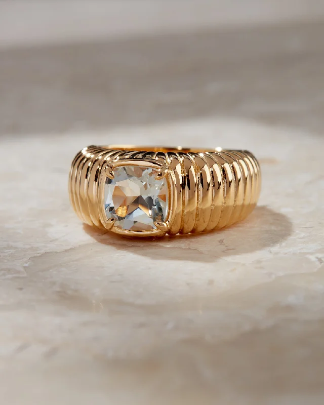 Women’s gemstone cocktail rings-The Elizabeth Cushion Ring- Green Amethyst