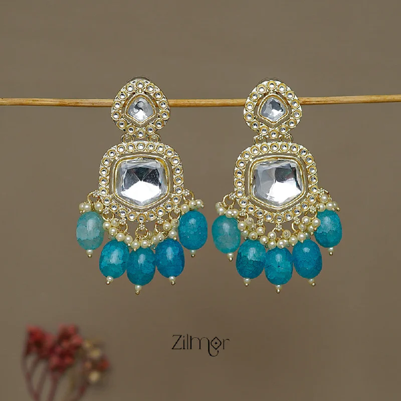 Women’s ruby earrings-FS1011241 - Beads Hanging Kundan Earrings