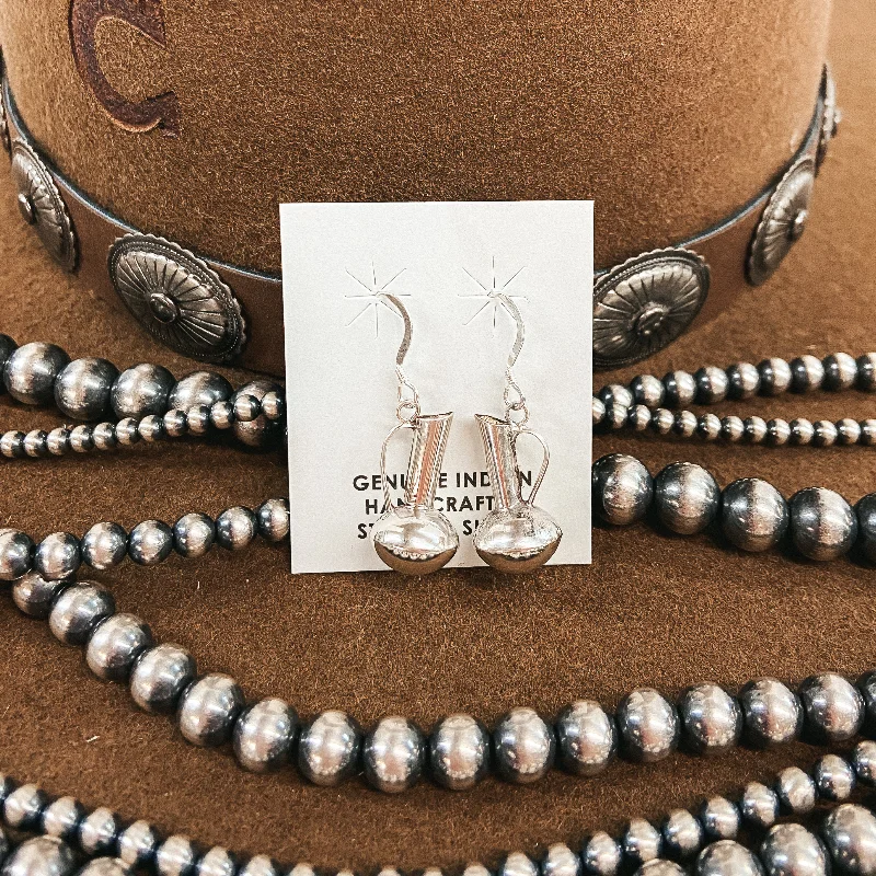 Women’s big hoop earrings-Elizabeth Whitman | Navajo Handmade Sterling Silver Pitcher Earrings