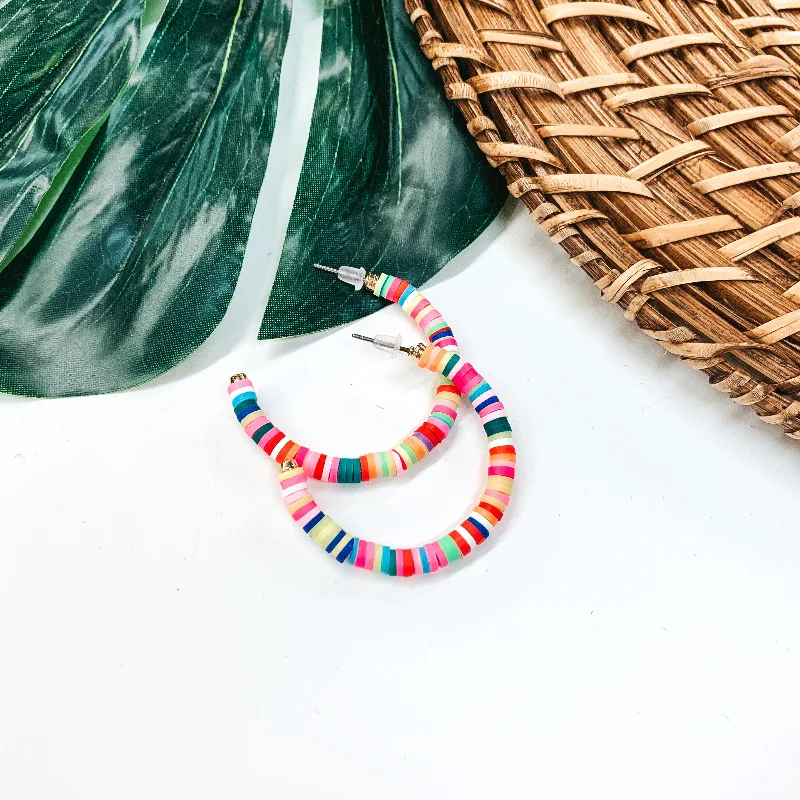 Women’s designer earrings-Rubber Bead Hoop Earrings in Multi