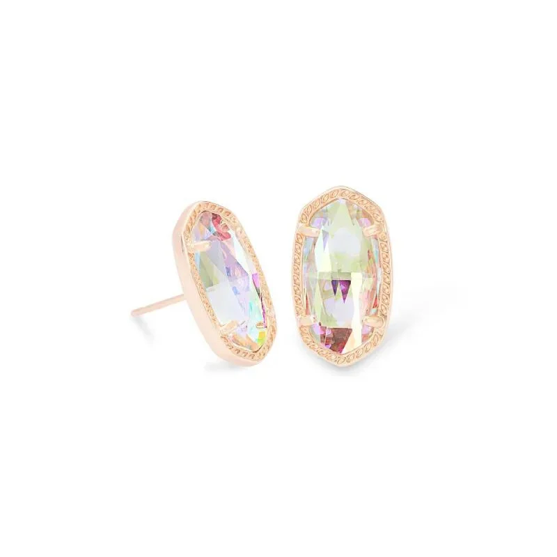 Women’s shell earrings-Kendra Scott | Ellie Rose Gold Stud Earrings in Dichroic Glass