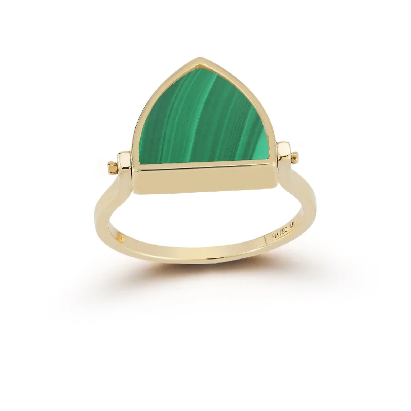 Women’s oval cut rings-14kt Malachite Flip Ring