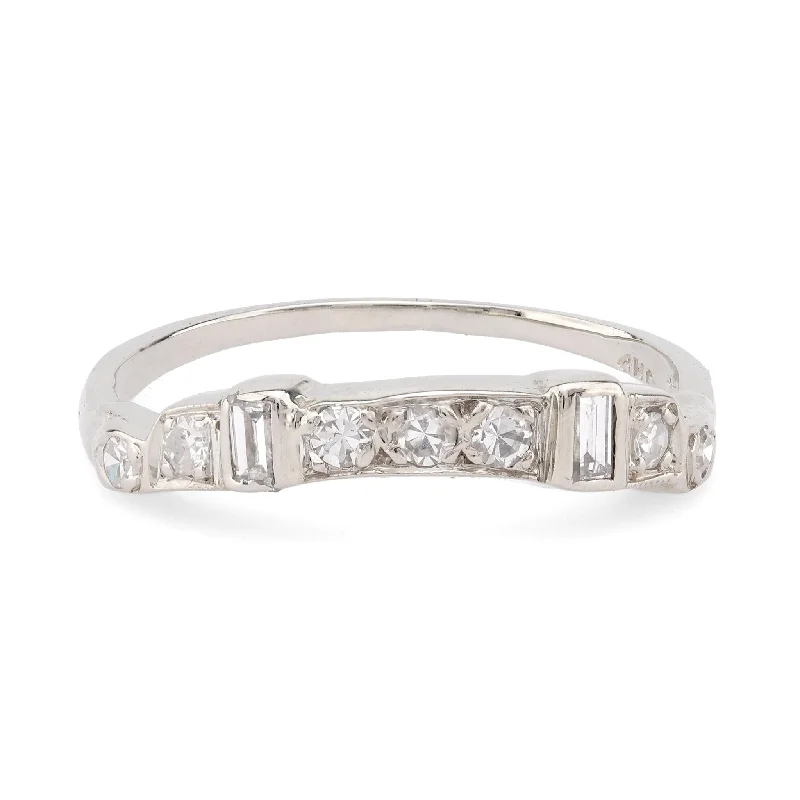 Women’s men’s style rings-Women’s round diamond engagement ring-Modern Diamond 14K White Gold Eternity Ring