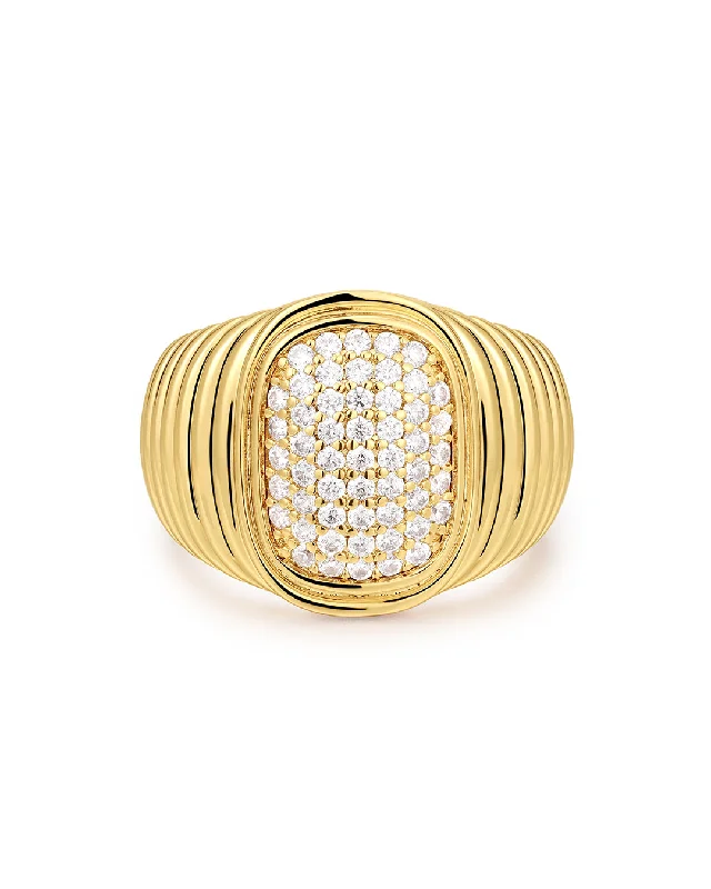 Women’s gold rings-The Pave Oval Bezel Ring