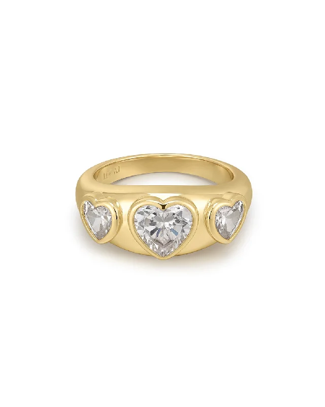 Women’s diamond cluster rings-The Bezel Heart Signet Ring