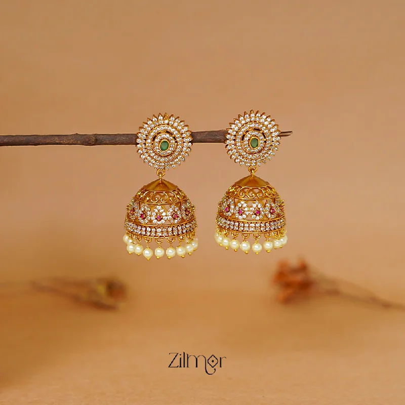 Women’s fashion earrings-ZL1011440 - Antique  AD Stone Jumkha Earrings