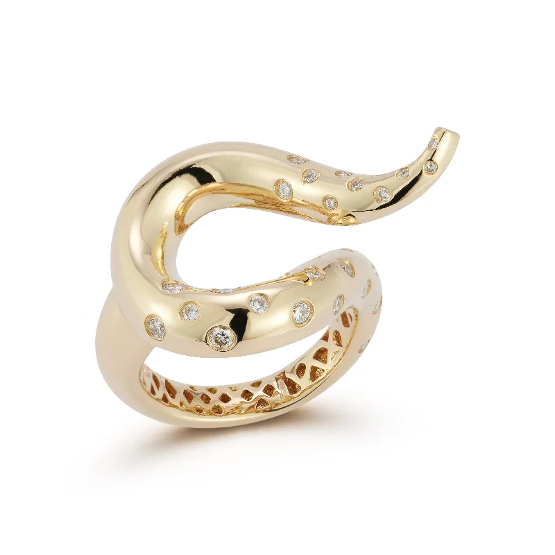 Women’s white gold rings-14kt Swoosh Ring