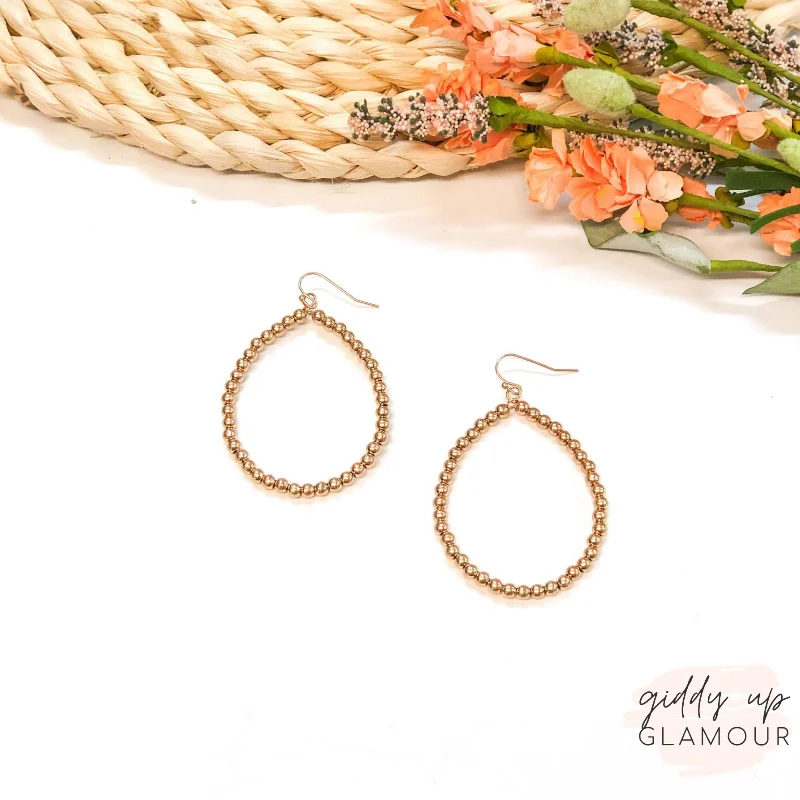 Women’s antique earrings-Beaded Teardrop Hoop Earrings in Gold