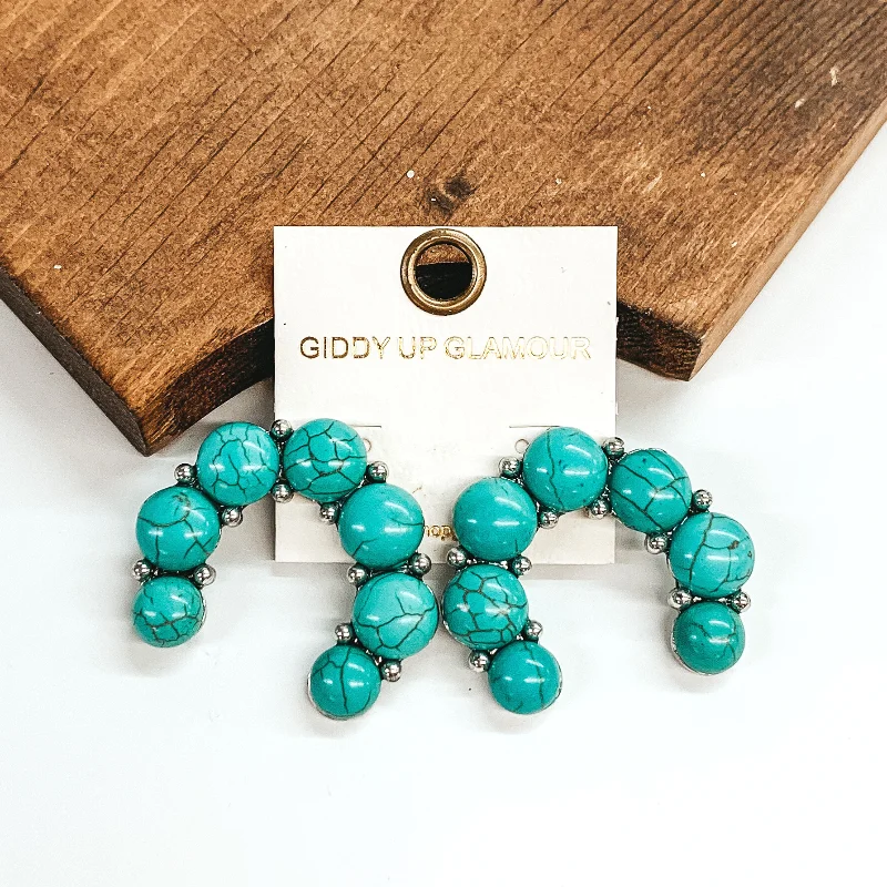 Women’s cute earrings-Out in The Sun Large Naja Stone Earrings in Turquoise