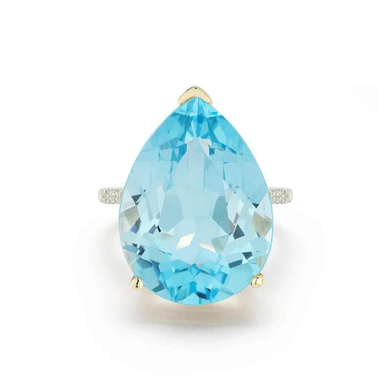 Women’s heart-shaped rings-14kt Swiss Blue Topaz Pear Ring