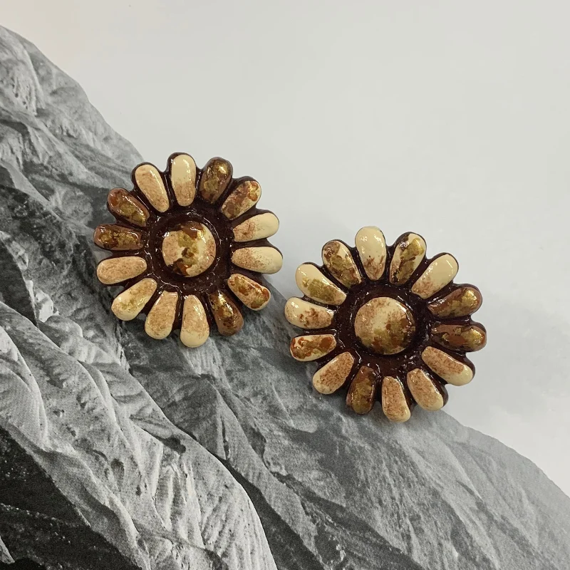 Women’s casual earrings-Jericho Clay Post Back Earrings in Brindle