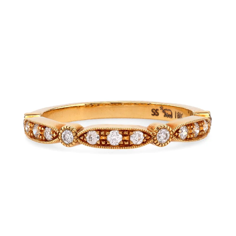 Women’s modern style rings-Women’s custom engagement ring designs-Modern Diamond 18K Yellow Gold Eternity Ring