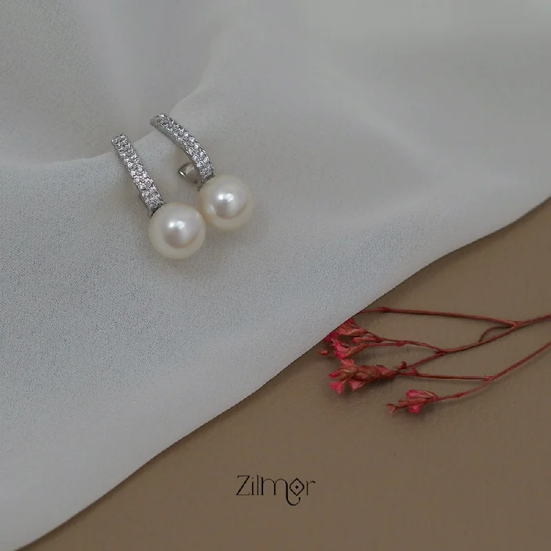 Women’s hoop earrings-ZN1011508 - AD Stone with Pearl  Earrings