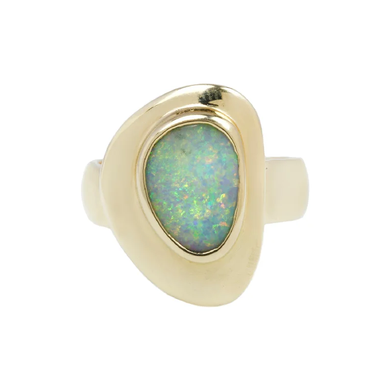 Women’s wedding ring sets-PUDDLE RING / 14K GOLD & AUSTRALIAN OPAL