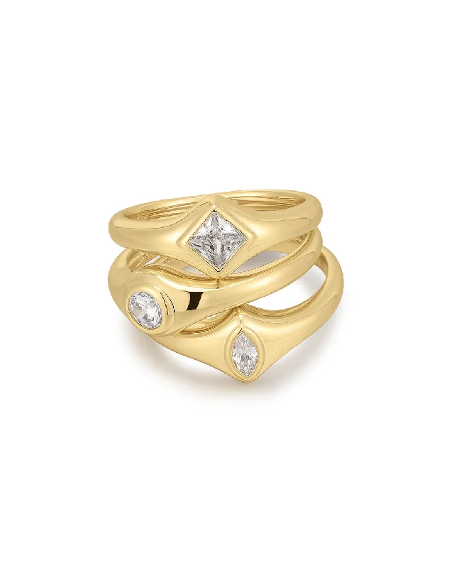 Women’s two-tone rings-The Bijoux Bezel Ring Set