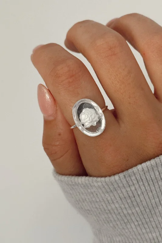 Women’s personalized rings-Fiora Frosted Glass Ring