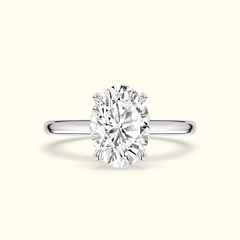 Women’s oval cut rings-Women’s bridal engagement ring set-'Jess' Ring with 3.13ct Oval Diamond