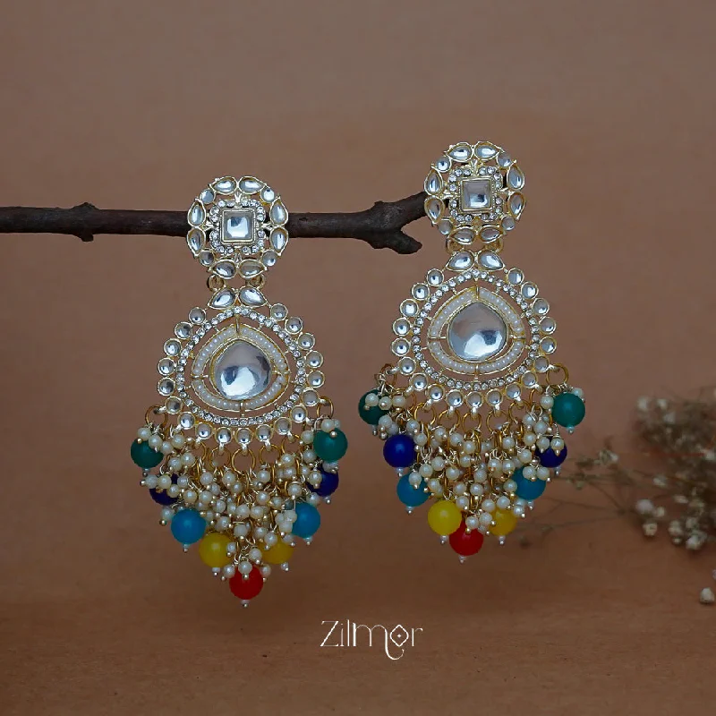 Women’s vintage earrings-KV200125 - Designer Multi colored Chandbali Earrings