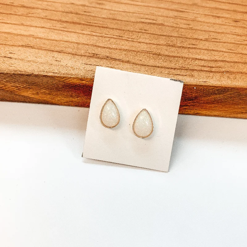 Women’s dangle earrings-Navajo | Navajo Handmade Sterling Silver Teardrop Stud Earrings in Opal