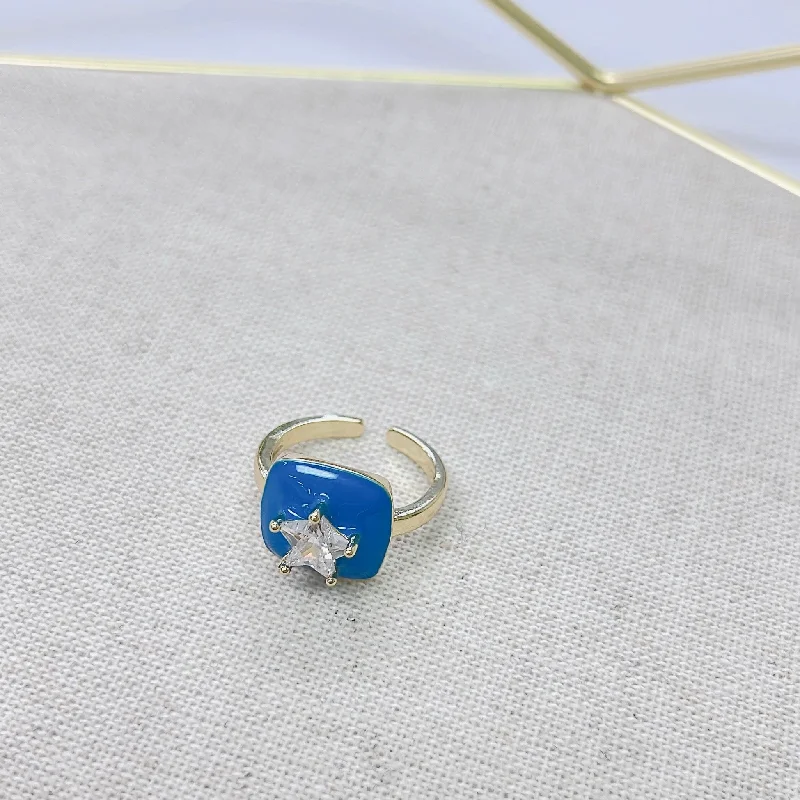 Women’s vintage gemstone rings-Star Blue Ring P3