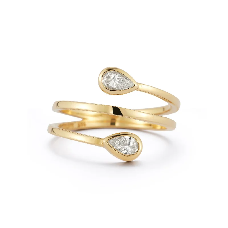 Women’s luxurious wedding rings-14kt Gold Pear Diamond Wrap Ring