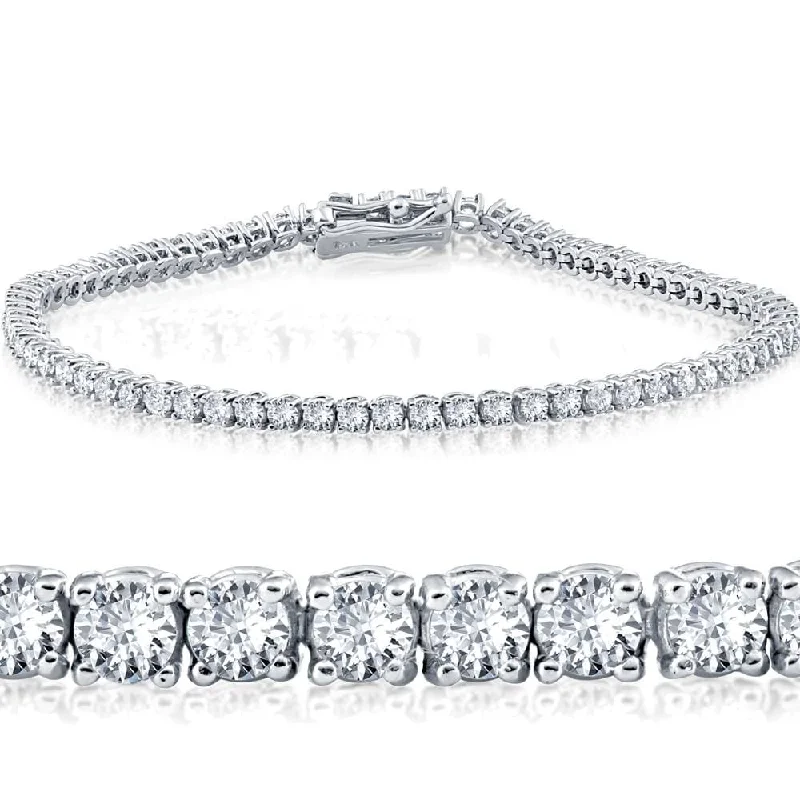 Women’s stackable bangles-3ct. Diamond White Gold Round Cut Tennis Bracelet 7"