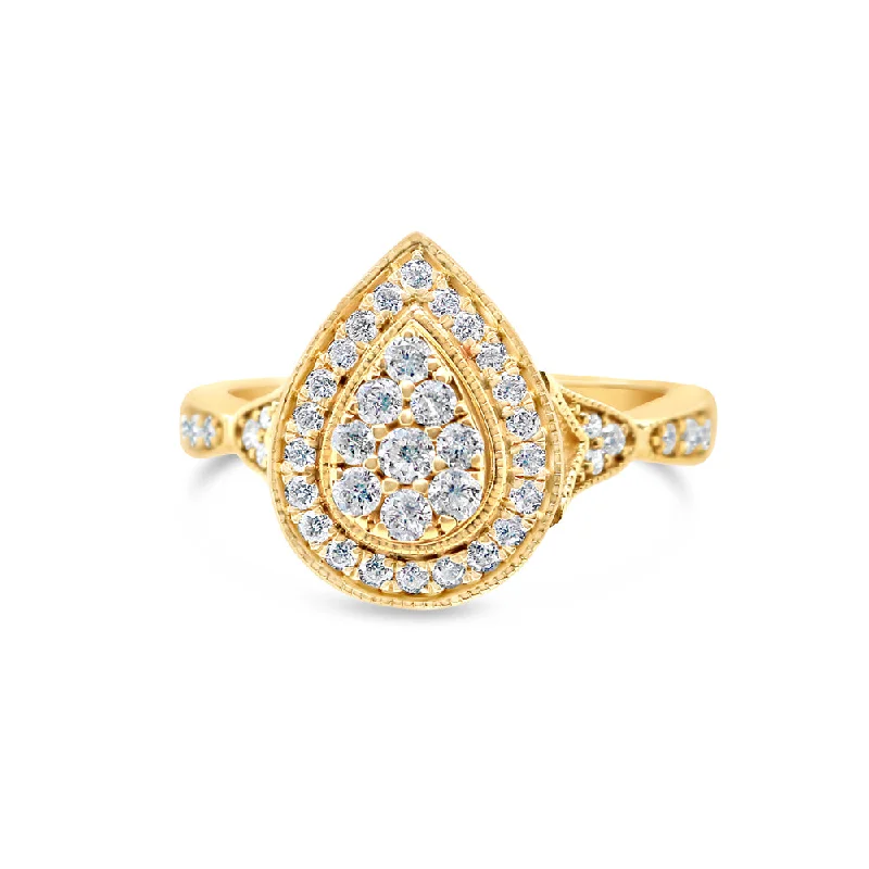 Women’s platinum engagement ring-Gold Diamond Tear Drop/Pear Engagement Ring | 10K Yellow Gold | 0.51 CTW