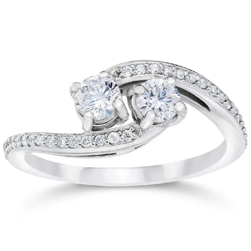 Women’s pear-shaped engagement ring-10k White Gold 1/2ct TDW 2-stone Forever Us Diamond Engagement Ring