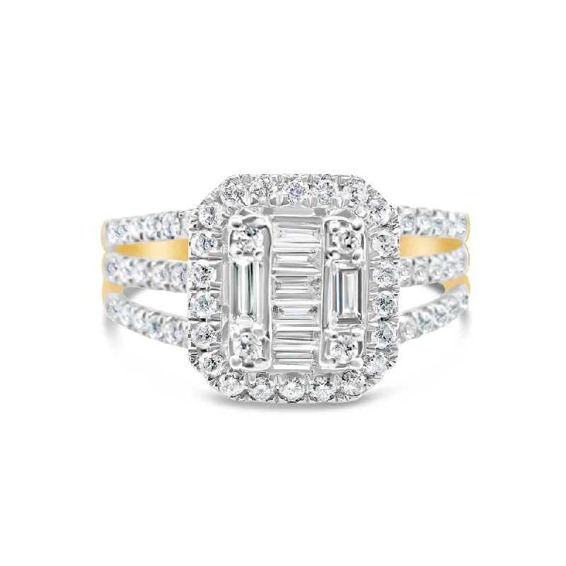 Women’s antique-style engagement ring-Gold Diamond Square Engagement Ring | 10K | 0.98 CTW