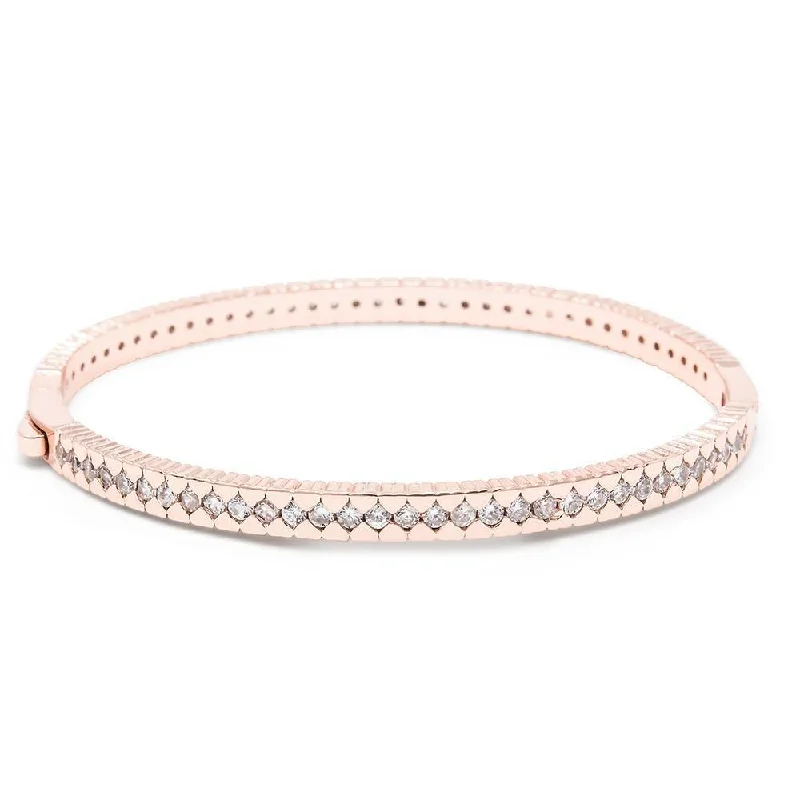 Women’s fashion bangle bracelet-Eternity Crystal Bracelet Rose Gold Tone