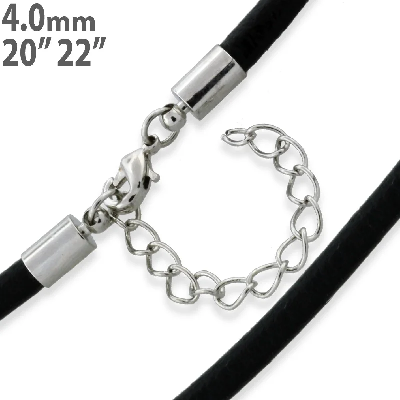 Women’s personalized necklace-4.0mm Black Leather Cord w/ Adjustable Clasp