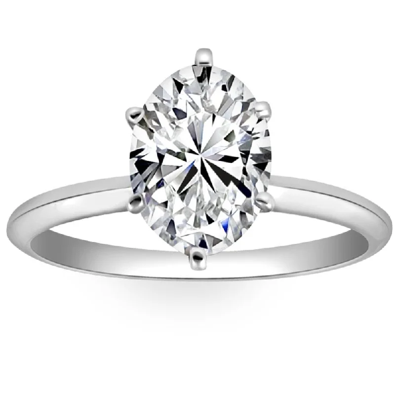 Women’s luxury solitaire engagement ring-2CT Platinum Oval Diamond 6-Prong Solitaire Engagement Ring Lab Grown