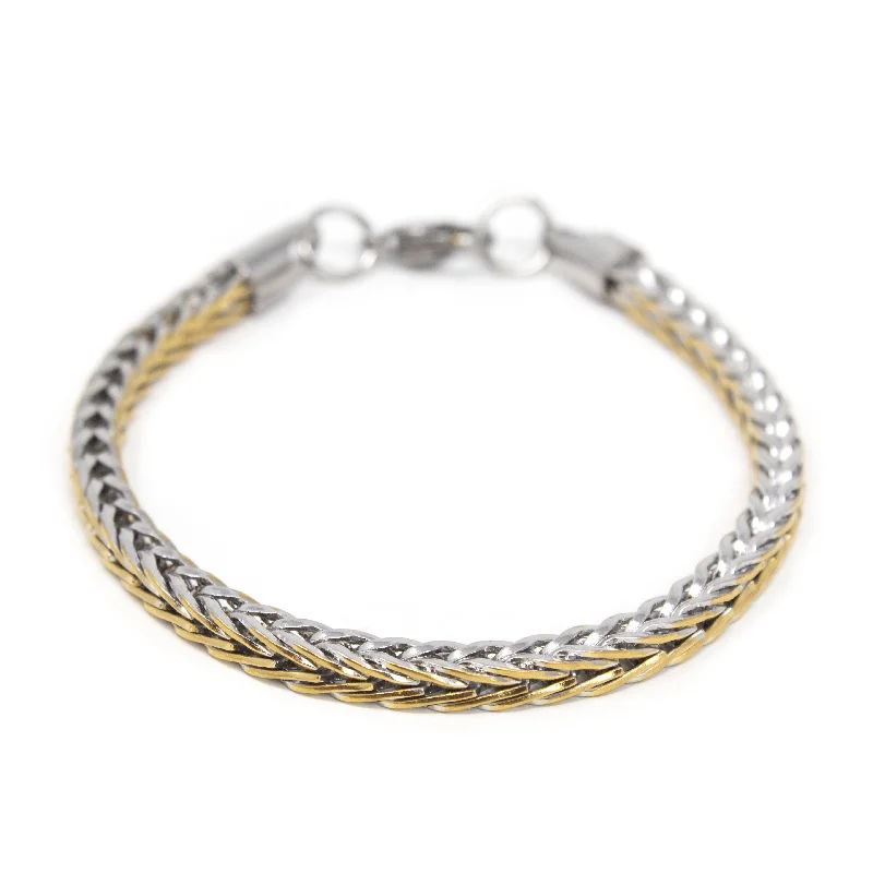 Women’s spiritual bracelet-Stainless Steel Two Tone Square Foxtail Chain Bracelet