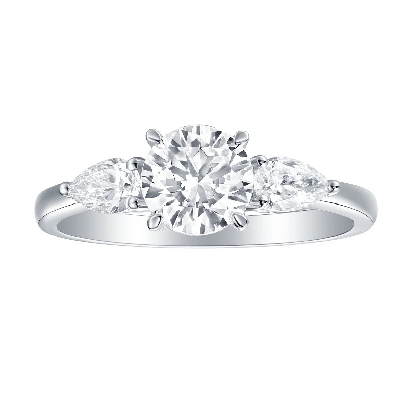 Women’s princess cut diamond engagement ring-Smiling Rocks Lab Grown Diamond Fancy Classic Round Three Stone Engagement Ring (1.45 ctw) - SRR-01532WHT