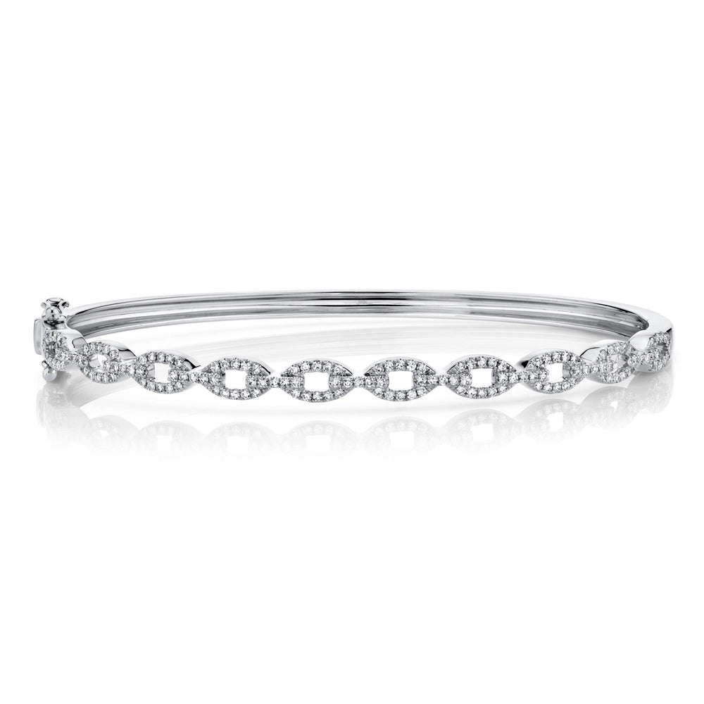 Women’s adjustable bracelet-14K White Gold Diamond Link Bangle Bracelet