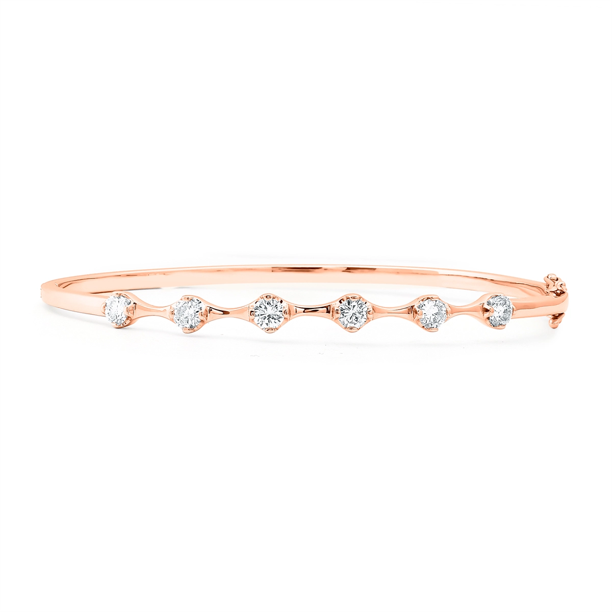 Women’s fashion bracelet-14K Rose Gold Diamond Bangle Bracelet, 1.02 carat