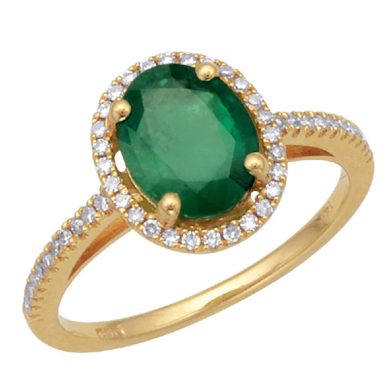 Women’s antique-style engagement ring-Emerald and Diamond Ring