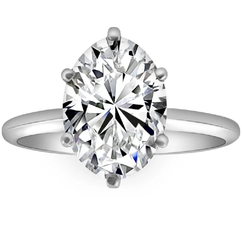 Women’s stunning diamond engagement ring-VS 3CT Platinum Oval Diamond 6-Prong Solitaire Engagement Ring Lab Grown