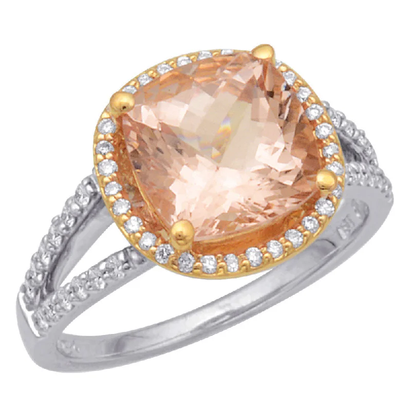 Women’s white gold engagement ring-Morganite and Diamond Ring