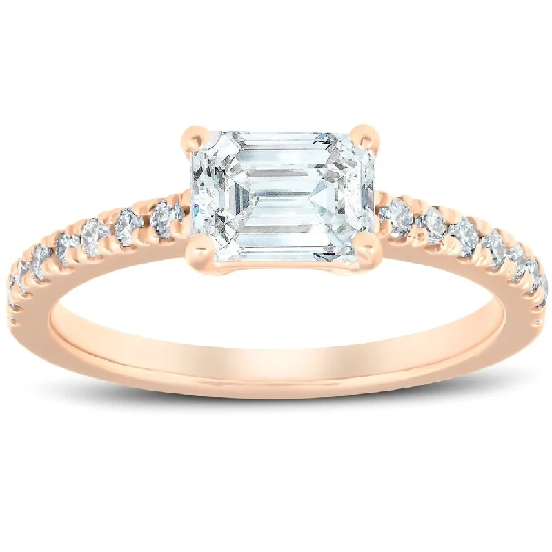 Women’s sparkling diamond engagement ring-14k Rose Gold 1 1/2 Ct TDW Emerald Cut Diamond Engagement Ring Clarity Enhanced