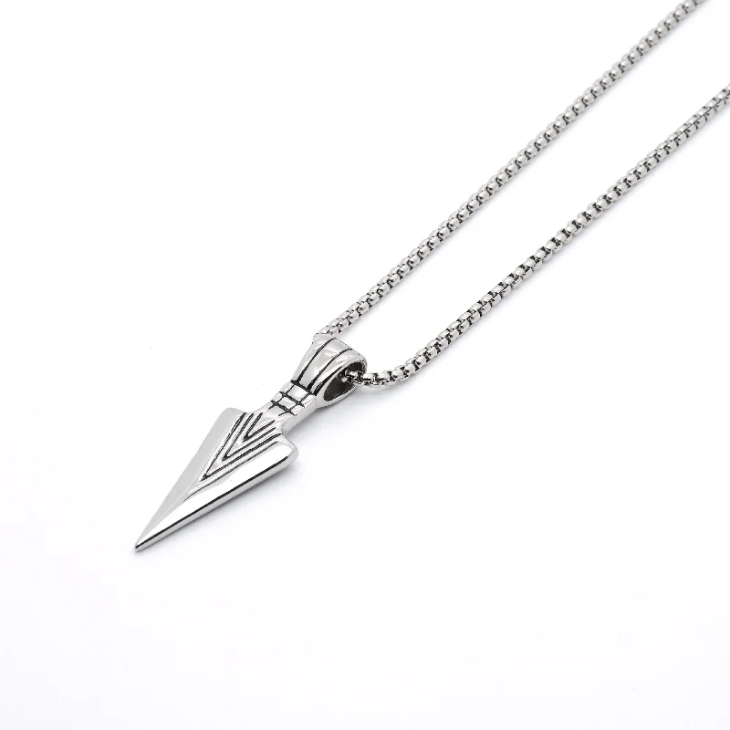 Women’s custom pendant necklace-Punk Simple Style Classic Style Arrow Stainless Steel Plating Chain 18k Gold Plated Unisex Pendant Necklace