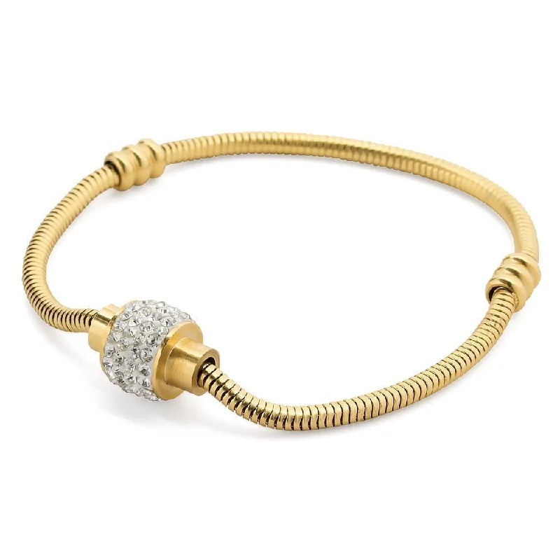 Women’s modern bracelet-Stainless Steel Gold Plated CZ Closure Bracelet