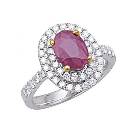 Women’s radiant cut engagement ring-Ruby and Diamond Ring