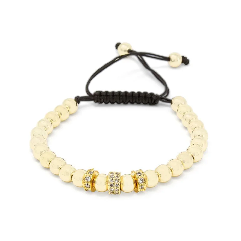 Women’s heart bracelet-Stainless Steel Beaded Adjustable Bracelet Gold Plated