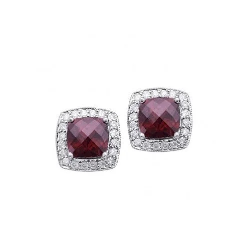 Women’s emerald cut engagement ring-Garnet and Diamond Stud Earrings